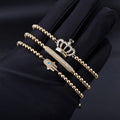 Hot Selling Stainless Steel Beads 18K Gold Plating CZ Pave Hamsa Crown Charm Beaded Braided Macrame Custom Bracelet Women Men
