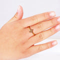 Dainty New Stainless Steel 18K Gold Plated Waterproof Flower Diamond Adjustable Openwork  Ring for Women Valentine's Day Gift