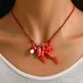 Bohemian Ocean-Inspired Vibrant Ceramic Mushroom Fish Coral Starfish Pendant Necklace Summer Beach Jewelry for Women Girls