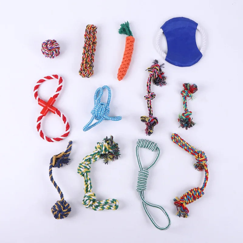 12 PCS Cotton Rope Puppy Dog Chew Toys for Teething Dogs Toys for Aggressive Chewers Pet Chew Toy Pet Supplies