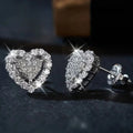VVS1 925 Sterling Silver Moissanite Heart Stud Earrings with Rhodium Gold Plated Claw Setting Inlay