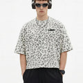 CustomLeopard Printed Boxy Loose T Shirt Gym Wear Custom Printing Embroidery Logo Cotton Summer Fitness T Shirts for Men