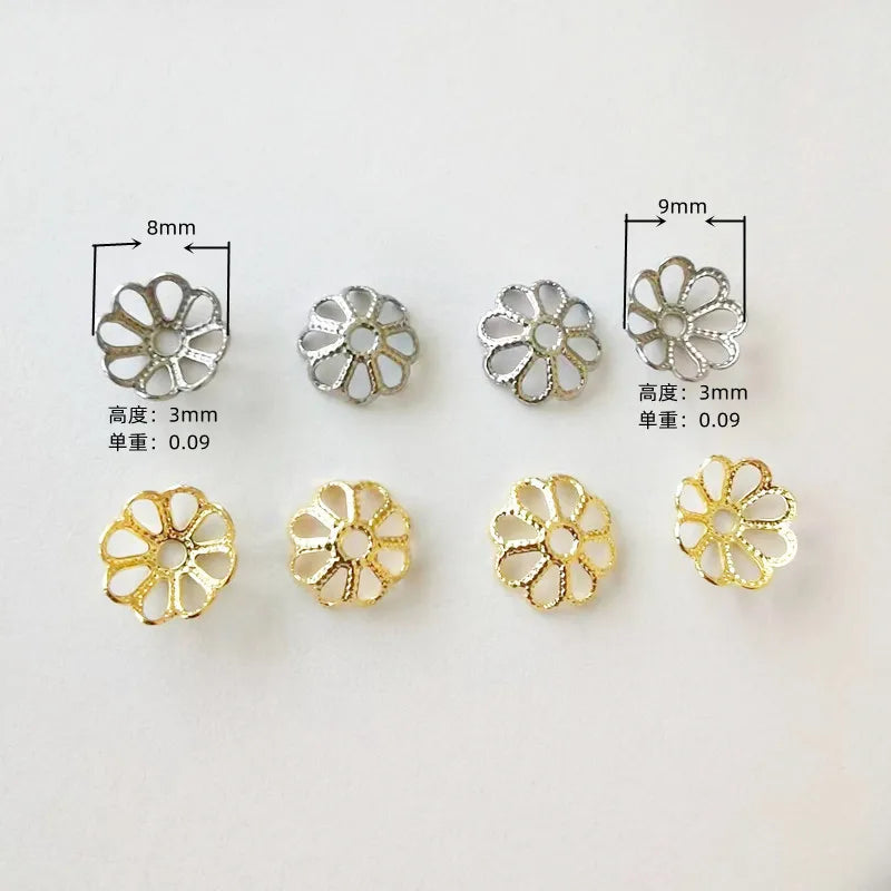 Photos of Bracelets with Muslim Prayer 8 10mm Pendant Charms Filigree DIY Hollow Flower Spacer Beads End Caps for Children