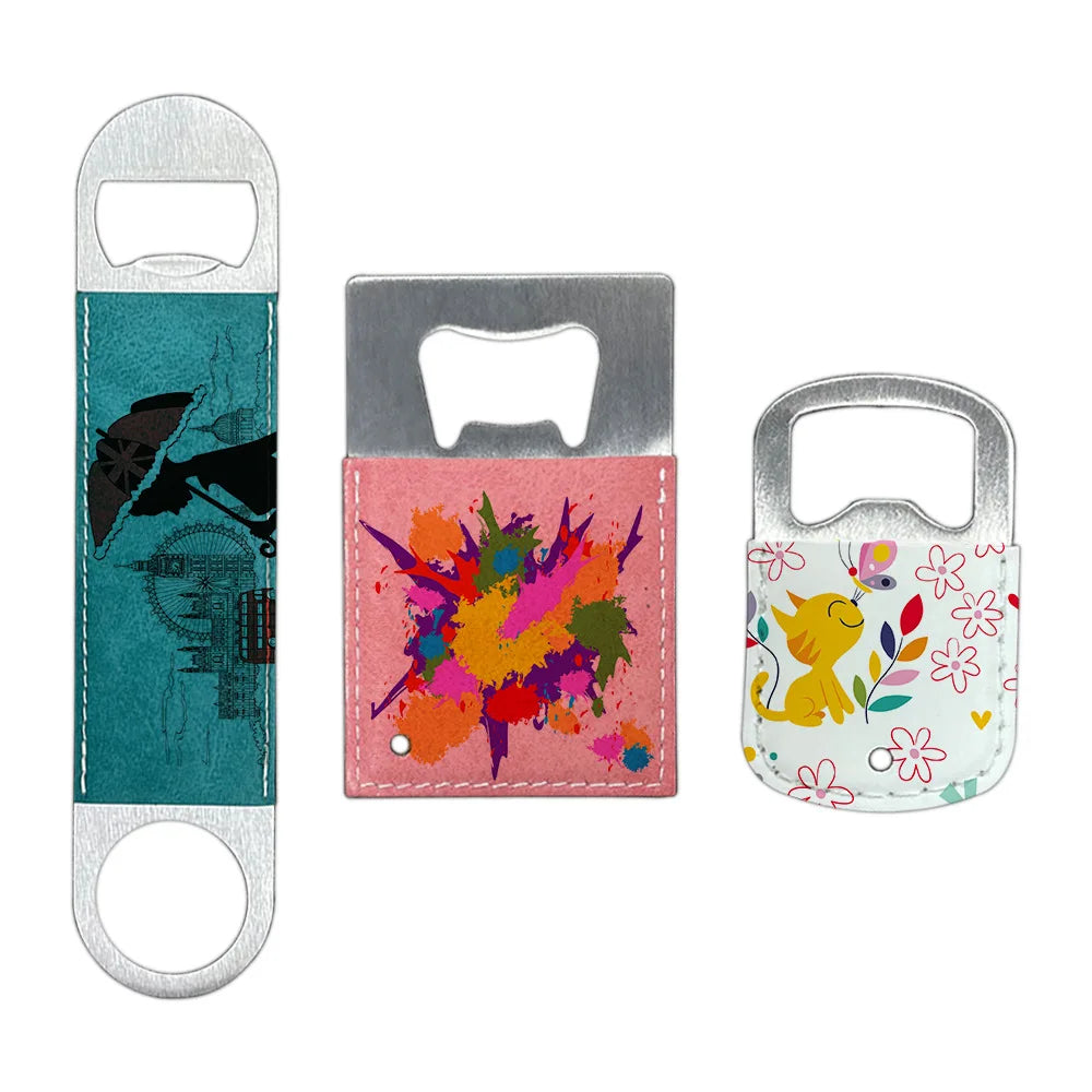 RubySub Wholesale Sublimation Blank Zinc Alloy Bottle Opener With PU Leather