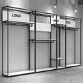 Custom Logo Retail Metal Black Men's Clothing Rack Heavy Duty Garment Racks Floor Standing Women's Clothes Display Stand
