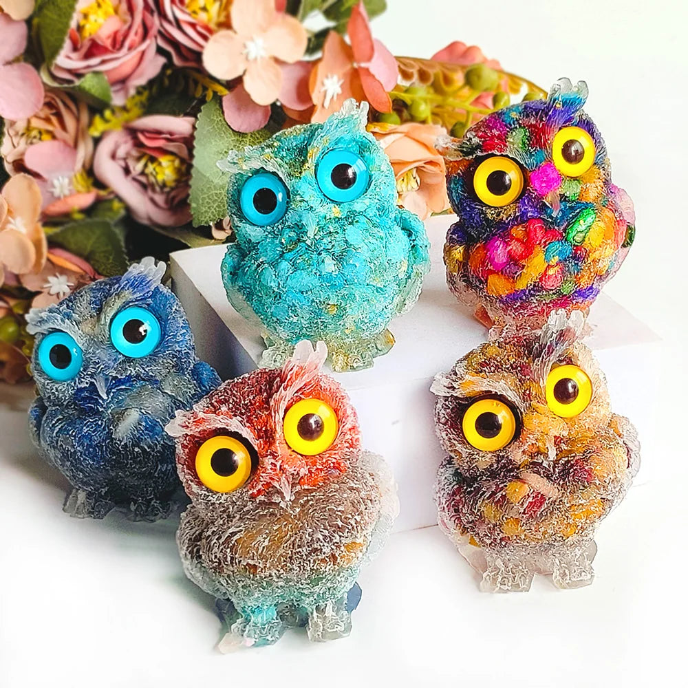 Wholesale Natural Healing Crystal Gemstone Carved Stone Animal Carving rose quartz chips Owl Crystal Carve for home decoration