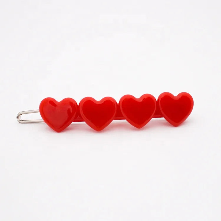 Canyuan Red Hearts Hair Bobby Pins Elegant Acetate Custom Shapes Hair Pins for Women