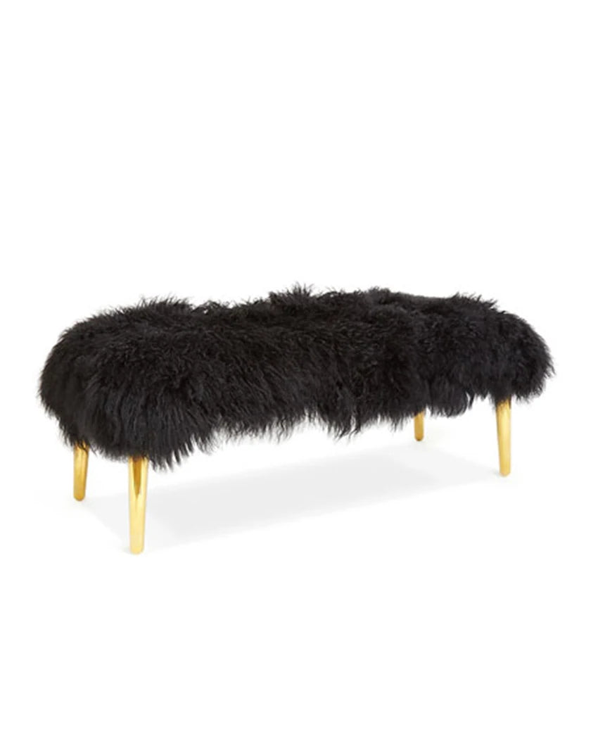 Modern Design Stainless Steel Gold Leg Bench for Bedroom Hotel Use Metal Shoe Stool Wool Bed End Ottoman Bench at Factory Price