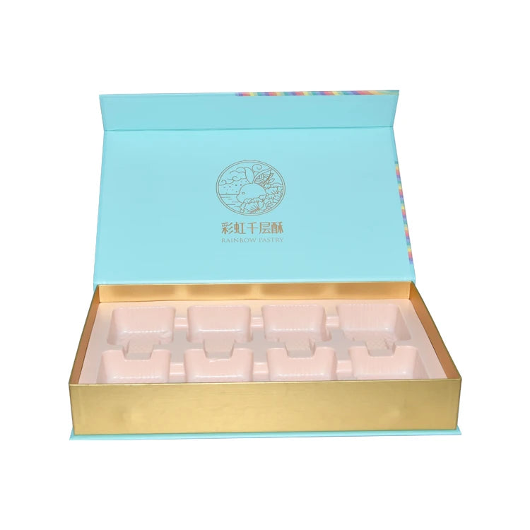 Custom Logo Handmade Book Shaped Gift Paper Box Cookie Gift Boxes Packaging Box with Plastic Insert