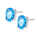 Delicate Women Jewelry 925 Sterling Silver Blue Topaz Big Zircon Gemstone Earrings