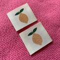 Lemon logo Organic Cotton Fabric Labelsilk Screen Printing Washable Cotton Clothing Tag