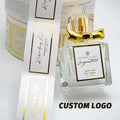 UV Printing Waterproof White Luxury Gold Sliver Foil logo Sticker Reflective Rectangle Custom Candles Scented Labels