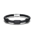 Solid Metal Designs Personalized Genuine Leather Bracelet With Forged Carbon Fiber Tube Wristband Bracelet for Men AS-005