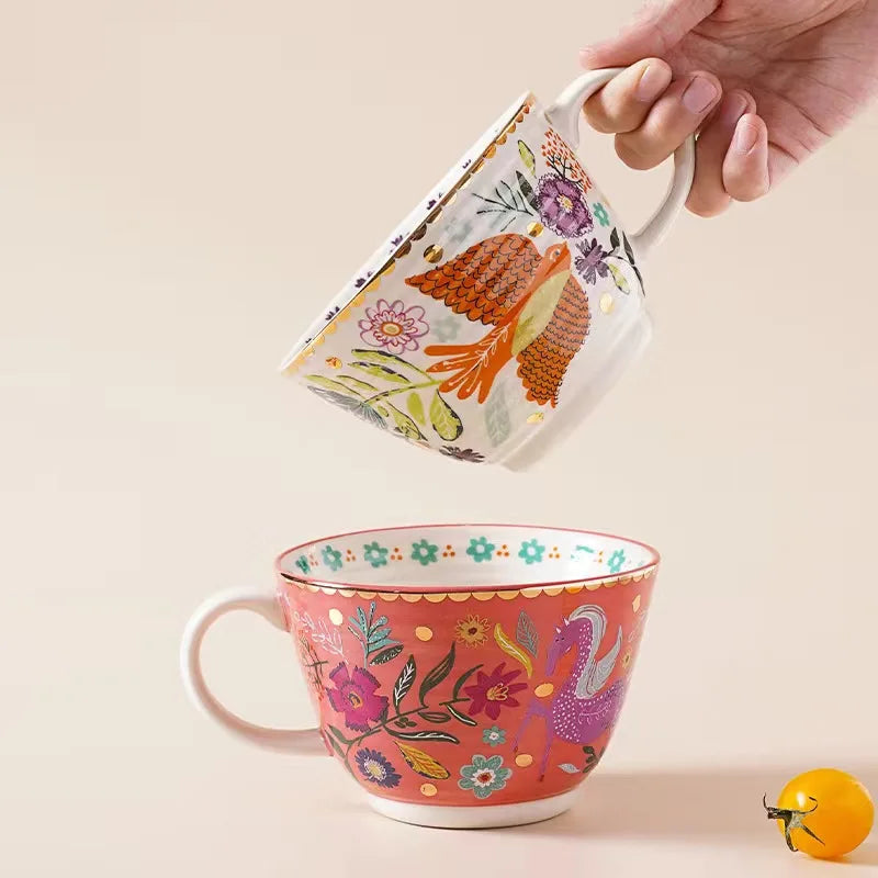 The manufacturer supplies hand-painted breakfast oatmeal coffee cup milk ceramic cup Nordic ceramic cup