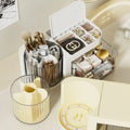 Premium Cream Student Pencil Holder Large Capacity Multifunctional Desktop Organizer for Office or Makeup Rotary Style