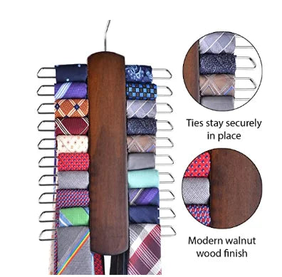 Smart Space Saving Heavy Duty Metal & Wood Hanger with Non-Slip Notch for Living Room Clothes-Multifunctional Modern Design