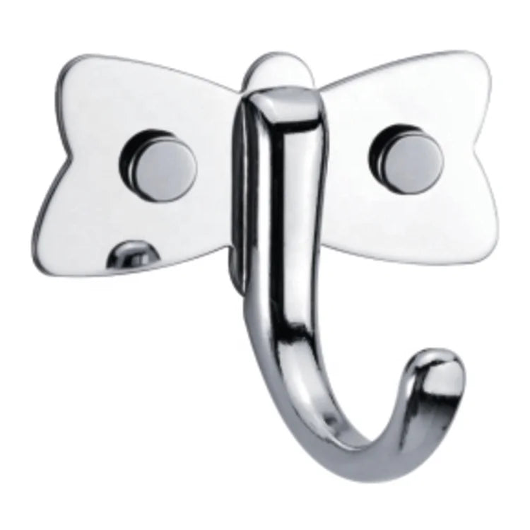 HF New Style Butterfly Shape Wall Mounted Zinc Alloy Stainless Steel Bathroom Single Coat Hook Towel Hook Robe Hook