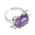 Vintage Natural Amethyst Ring Natural Chakrat Crystal Silver Alloy Ring with Multiple Styles for Christmas Gifts