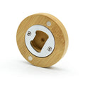 Magnetic Custom Beer Bottle Opener Round Thick Bamboo Coaster Beer Craft Bottle Opener