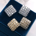 CAOSHI Custom Factory Luxury Geometric Square Design Cubic Zirconia Earrings for Women Wedding Silver/Gold Plated Stud Earrings