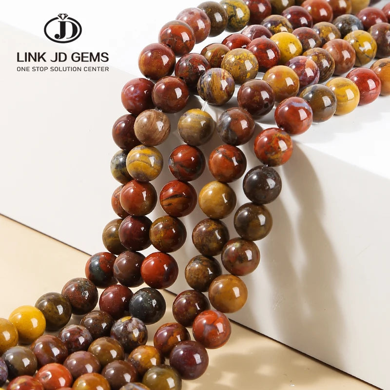 Wholesale Natural Warring States Agate Jasper Stone Round Loose Spacer Beads for Jewelry Making DIY Accessory 6 8 10 12 MM