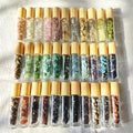 Wholesale Price Crystal Gemstone Roller Crystal Chips Inside Essential Oil Bottle with Wood Lid