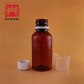 60ML Pet Plastic Cough Syrup Amber Liquid Medicine Bottles  with Measurement Cap