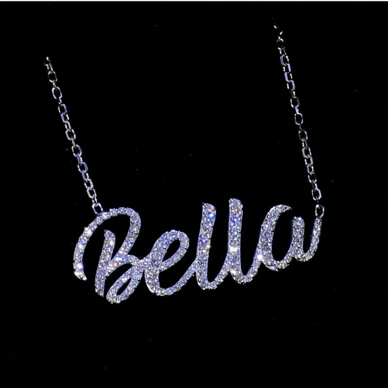 Custom Fashion Women Girls Letter Chain S925 Sterling Silver Solid Gold Plated Vvs Moissanite Diamond Initial Necklace