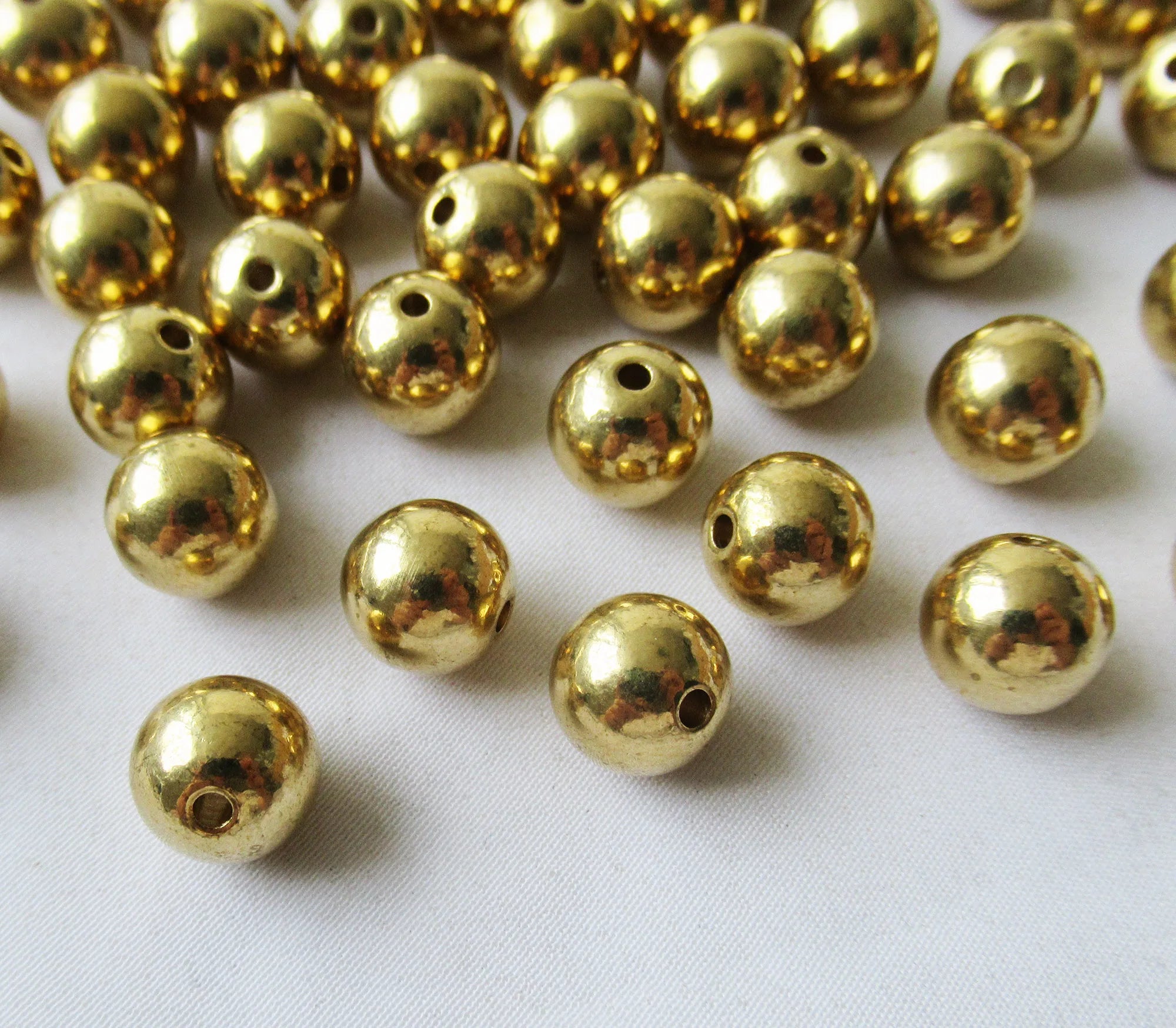 Plain Solid Beads 10mm Brass Spacer 1.8mm Hole Loose Beads for Jewelry Making