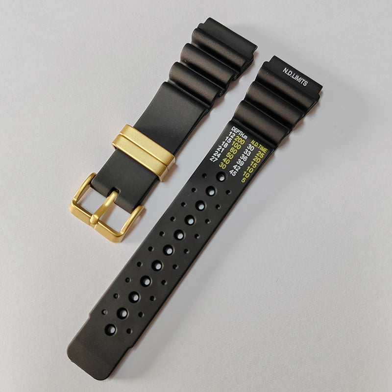 For Diver Diving Gold Buckle N.d. Limits 20mm 22mm 24mm Rubber Silicone Watch Band Watch Strap