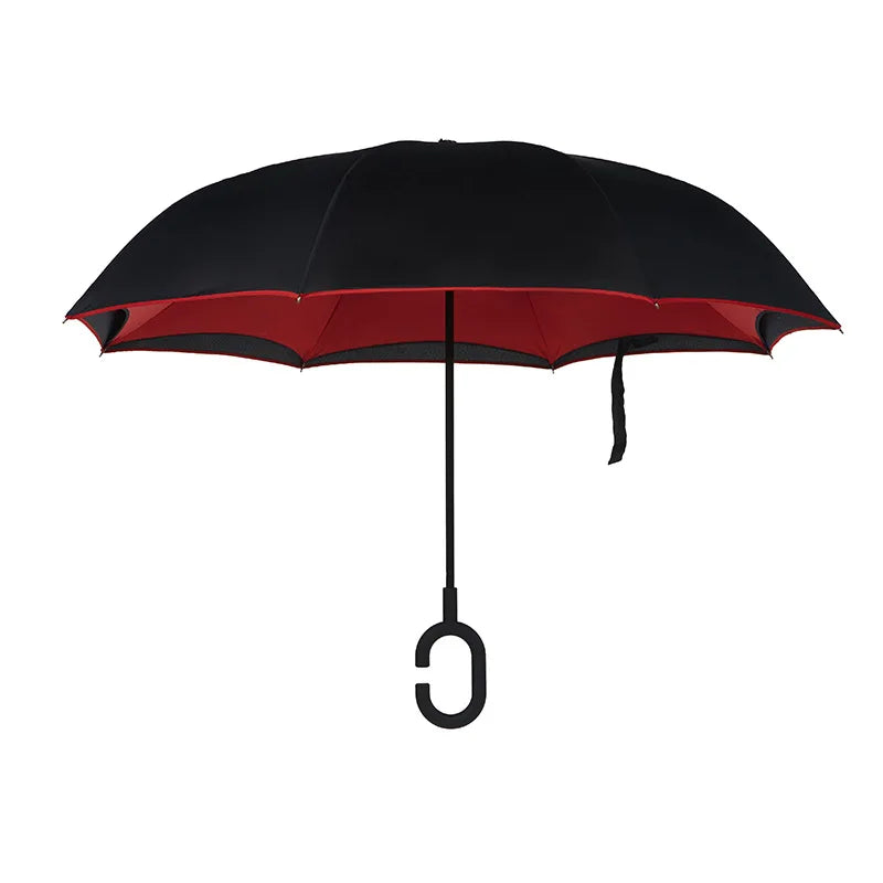 C Handle Double Layer Umbrellas Windproof Reverse Promotional Upside Down Reversible Umbrella