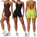YOKE 2024 New Women Seamless Sports Fitness Yoga Tight Jumpsuit Gym Fitness Backless One Piece Jumpsuit