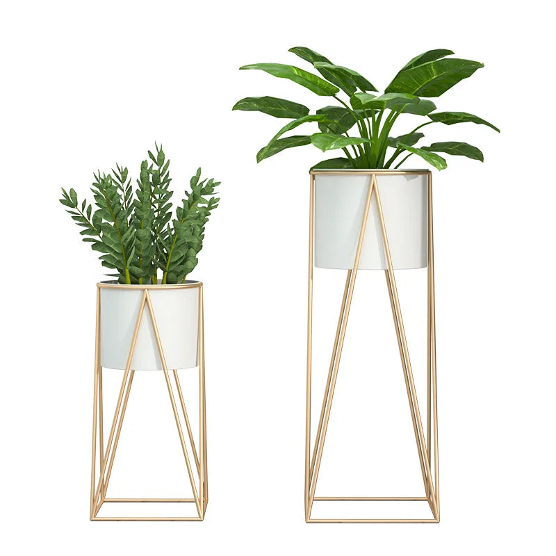 Wholesale Indoor Gold Balcony Corner Vase Wrought Iron Display Rack Steel Metal Flower Stand for Home Garden Design Plant Pot