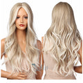 HAOLING OEM/ODM HD Synthetic Wig Ombre Light Grey Ash Blonde White Highlight Synthetic Wigs Long Women's Wigs