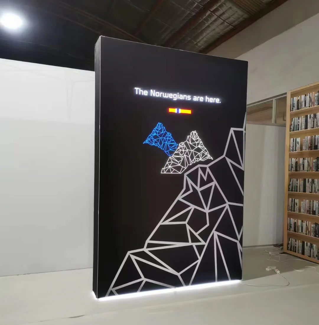 Custom Portable LED Backlit Pop Display Light Box Trade Show Advertising Promotion Polyester Fabric Aluminum Frame for SEG Expo