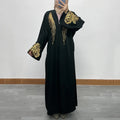 2024 Spring DEMU Women's Solid Color Long Skirt Dubai European and American Embroidered Zipper Cardigan Robe Factory Direct Sale