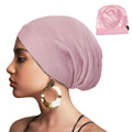 Slouchy Beanie Hat Adjustable Sleep Hair Cover Hijab Caps Under Scarf Wrap Silk Satin Lined Bonnet for Women