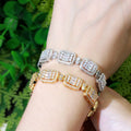 Brazilian Gold Color Dazzling Baguette Bracelet Women Cubic Zirconia Square Tennis Bracelet Chain Wedding Bridal Party Jewelry
