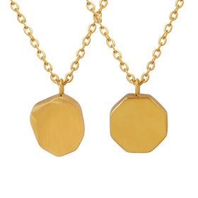 High Polish Stainless Steel Geometric Pendant Necklace Gold Plated Titanium Steel Smooth Polygon Shape Necklaces for Women