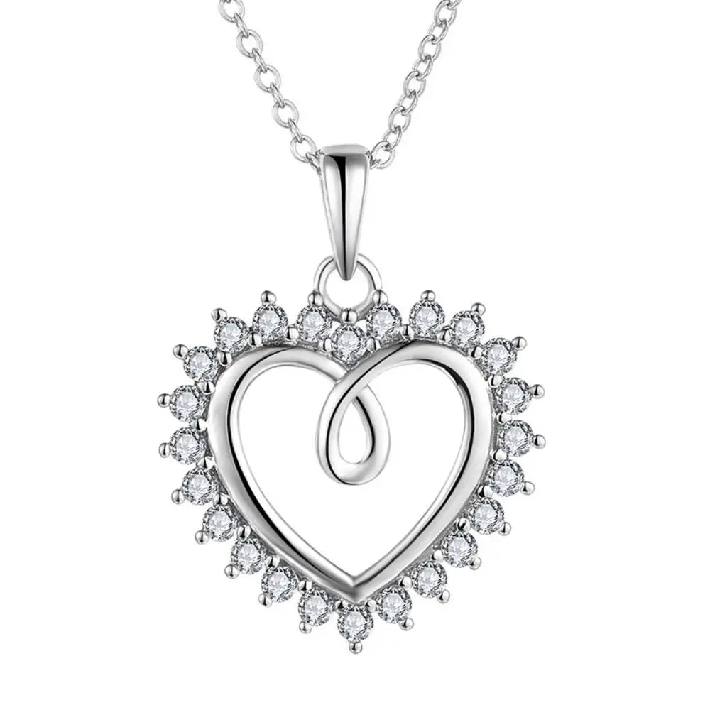 925 Silver Jewelry Heart Shape Lover Heart Pendant Forever Love Cz Heart Necklace for Woman Wedding Gift and Birthday Gift