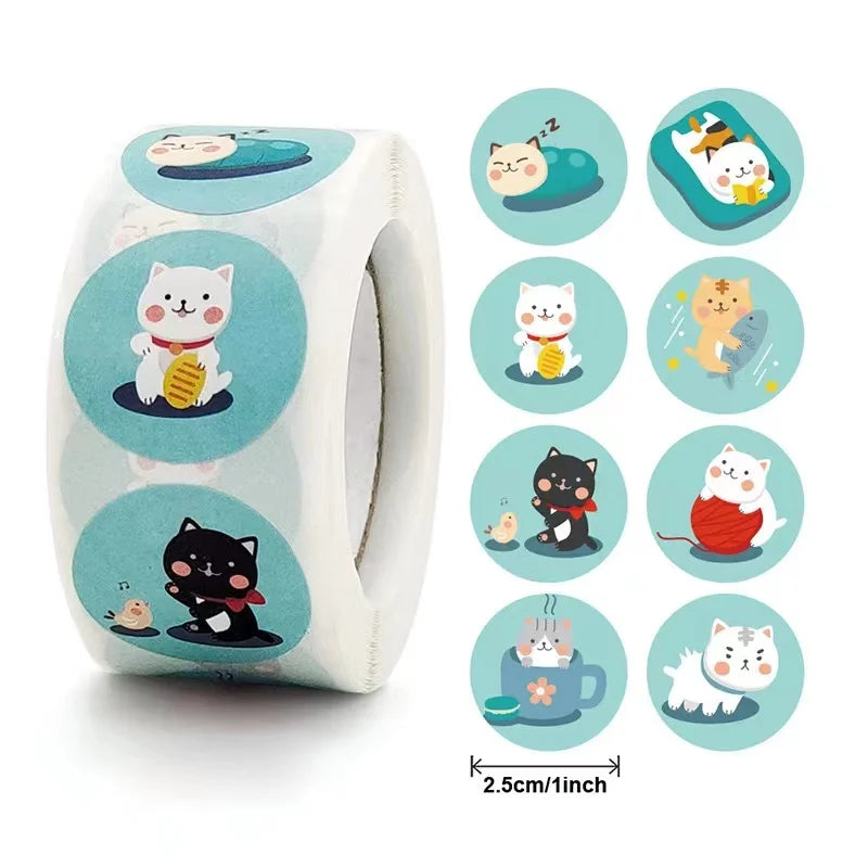 500 Pcs/Roll Wholesale New 8 Design Patterns  Animal Bear Elephant HAPPY BIRTHDAY Stickers Packs for Gift Custom