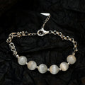 ICEBELA Jewelry Moonstone Bead Bracelet for Girls S925 Sterling Silver Chinese Jade Handwork Texture Transparent Bracelet
