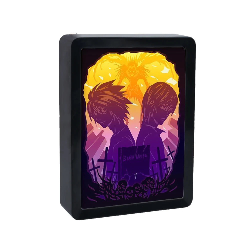 Death Note Anime Figure Shadow Box Custom Plastic Picture Frame 3D Night Lamp Home Decor Lights