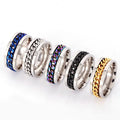Fashion Jewelry Open Beer Rings Rainbow Men's Smart Rotating Cuban Links Charm Stainless Steel Ring