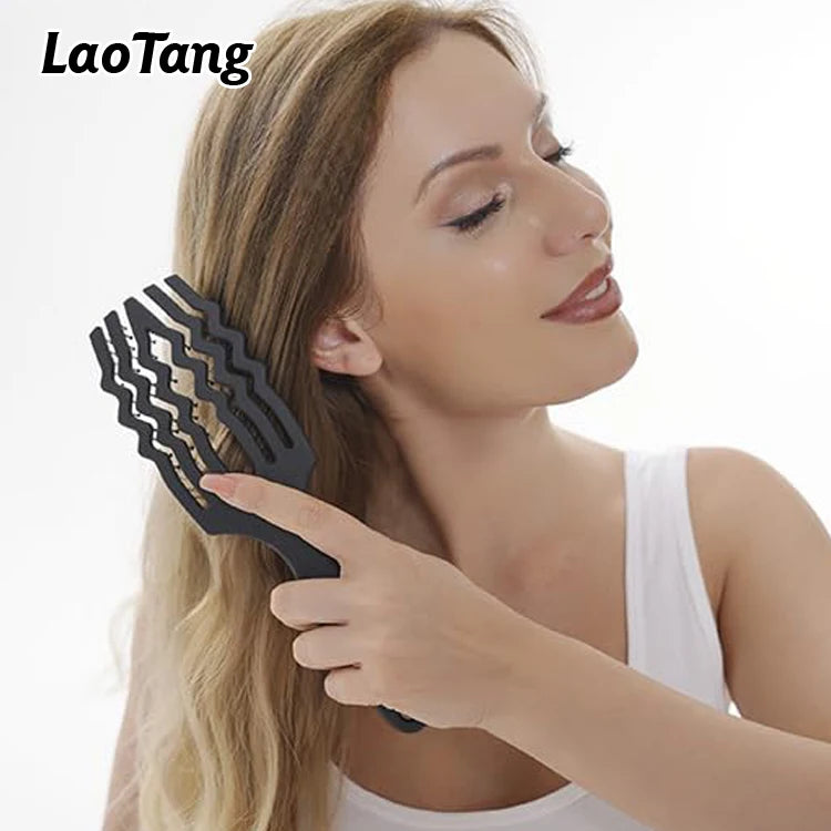 Women's Nylon Pin Hairbrush with Paddle Vent Cushion Features Salon Hairdressing Tools-Scalp Massage Comb and Curly Hair Brush