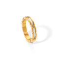 Dainty Stainless Steel 18k Gold Plated Cubic Zircon White Shell Rings for Women Gift Water Resistant