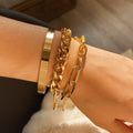 New Retro Alloy Women's Geometric Bracelet Chain Set-Personalized Fashion Ornaments for Gift Anniversary & Party