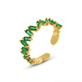 Japanese and Korean Fashion Niche Opening Adjustable Green Black Nano Stone Ring Copper Material Gold Plated for Women