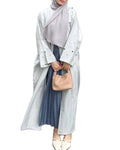 2024 Linen Muslim Abaya Islamic Clothing Women Modest Dress Dubai Abaya Muslim Dress Embroidery Winter Open Abaya Autumn