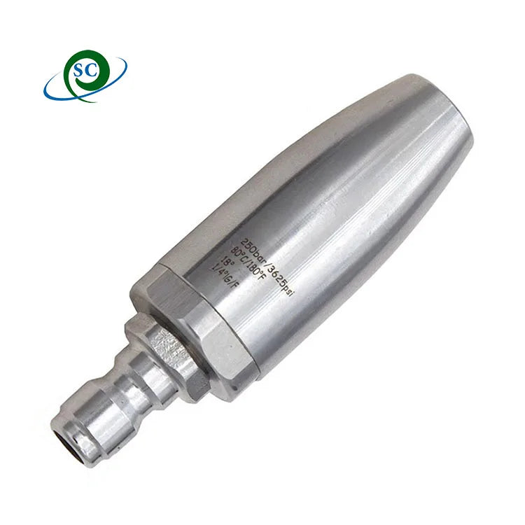 High Pressure 3600psi/200bar Stainless Steel Washing Turbo Nozzle 1/4 Quick Plug Connection Rotating Blaster Jetter